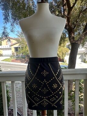 Forever 21 Black Skirt with Gold Geometric Design